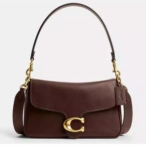 Coach Brown Leather Shoulder Bag with Gold Accents